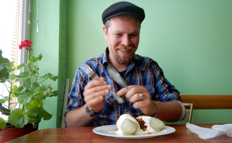 This guy loves his Lithuanian dumplings!